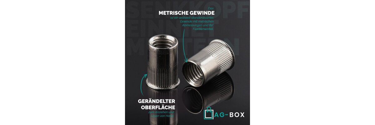 Senkkopf-Einnietmuttern Edelstahl A2 – Perfekte, Flächenbündige Verbindungslösung - Senkkopf-Einnietmuttern Edelstahl A2