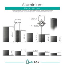 Distanzhülse 8x4,3xL Aluminium