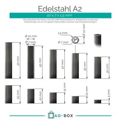 20 Stück Distanzhülse 10x7x15 Rohr geschweißt, Edelstahl A2