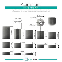 5 Stück Distanzhülse 15x6,5x6 Aluminium