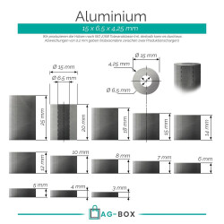 50 Stück Distanzhülse 15x6,5x10 Aluminium