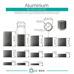 5 Stück Distanzhülse 15x10,5x6 Aluminium