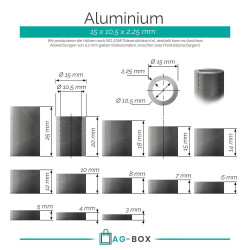 5 Stück Distanzhülse 15x10,5x10 Aluminium