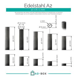 5 Stück Distanzhülse 10x8x25 Rohr geschweißt, Edelstahl A2