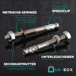 5 Stück Bolzenanker 10,0x75/155 Edelstahl A4