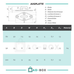 Augplatte Rhombus Edelstahl A4