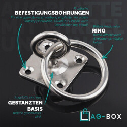 Augplatte Wirbel mit Ring Edelstahl A2