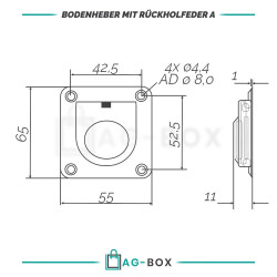 Bodenheber 65x55mm Edelstahl A2