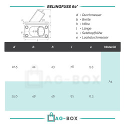 Relingfuss 60° Edelstahl A4