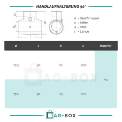 Handlaufhalterung 90° Edelstahl A4