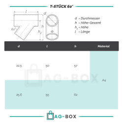 T-Stück 60° Edelstahl A4