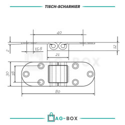 Tisch-Scharnier 30x80x2mm Edelstahl A2