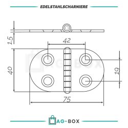 Scharnier 75x40x1,5mm Edelstahl A2