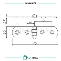 Scharnier 75x20x1,5mm Edelstahl A2