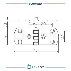 Scharnier 85x30x1,5mm Edelstahl A2