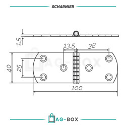 Scharnier 100x40x1,5mm Edelstahl A2