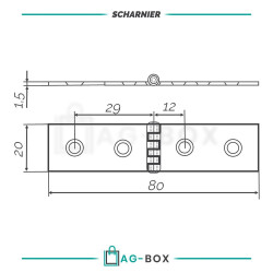 Scharnier 80x20x1,5mm Edelstahl A2