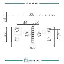 Scharnier 100x40x1,5mm Edelstahl A2