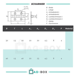 Scharnier 40x40x1,5mm Edelstahl A2