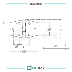 Scharnier 95x60x2mm Edelstahl A2