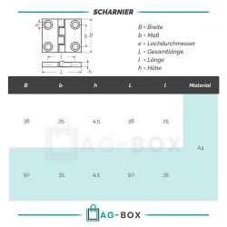 Scharnier 38x38x4,5mm Edelstahl A4