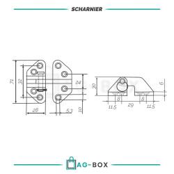 Scharnier 65x74mm Edelstahl A4