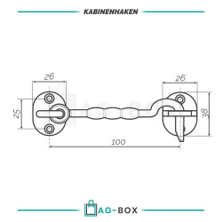 Kabinenhaken 100x38mm Edelstahl A4