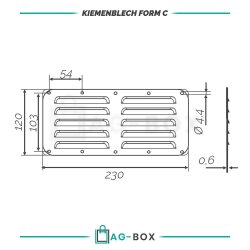 Kiemenblech 230x115mm Edelstahl A2