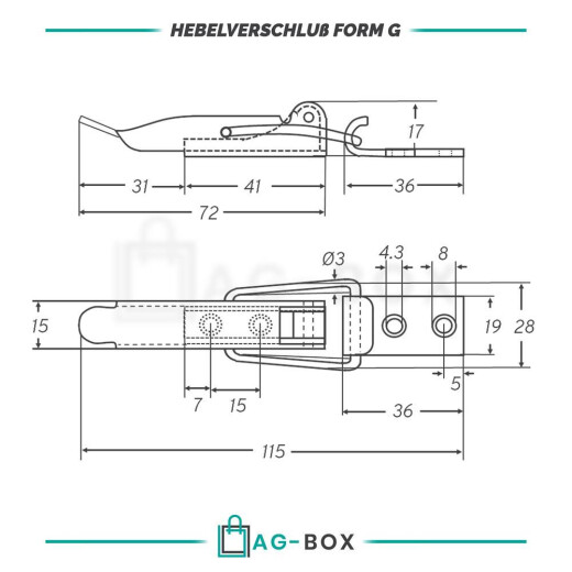 Hebelverschluss 115mm Edelstahl A2