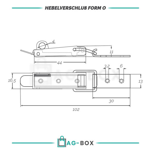 Hebelverschluss 102mm Edelstahl A2