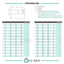 1 Stück STECKBOLZEN - ART.-NR. 8279 A4 10x94