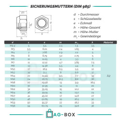 100 Stück Sechskantmuttern M6 niedr. Form, selbstsichernd, Polyamidklemmteil DIN 985 Edelstahl A2