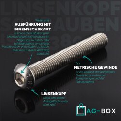 25 Stück Linsenkopfschrauben M3x20/20 mit Innensechskant ISO 7380 Edelstahl A2