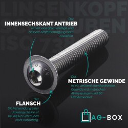 Linsenkopfschrauben mit Flansch ISO 7380, Innensechskant,...