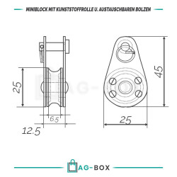 Miniblock 25mm Edelstahl A2