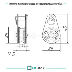 Miniblock bügel 25mm Edelstahl A2