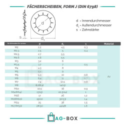 Fächerscheiben, Form J DIN 6798 Edelstahl A2