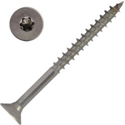 Spanplattenschrauben 5x40/24 TORX TX-25 (Teilgewinde), Senkkopf u. Innensechsrund, Edelstahl A2