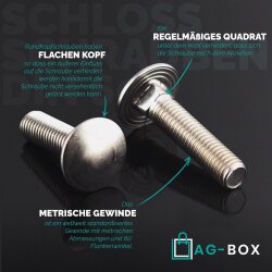 Schlossschrauben M6x16/16 DIN 603 Edelstahl A2