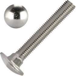 Schlossschrauben M8x75/75 DIN 603 Edelstahl A2