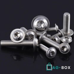 Linsenkopfschrauben M5x25 mit Innensechrund u. Flansch ISO 7380 Edelstahl A2