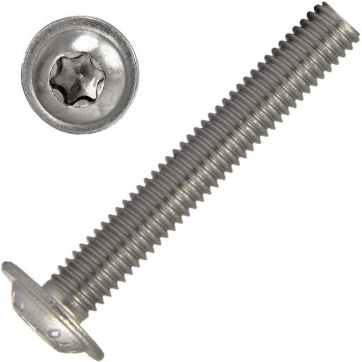 Linsenkopfschrauben M6x45 mit Innensechrund u. Flansch ISO 7380 Edelstahl A2