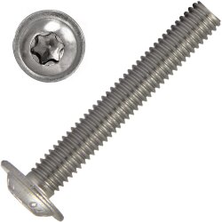 Linsenkopfschrauben M6x65 mit Innensechrund u. Flansch ISO 7380 Edelstahl A2