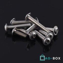 Linsenkopfschrauben M6x100 mit Innensechskant u. Flansch ISO 7380 Edelstahl A2