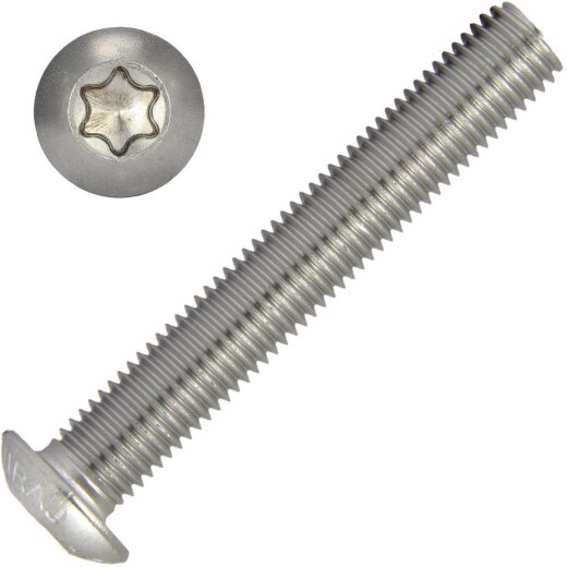 Linsenkopfschrauben mit Innensechsrund (TORX) ISO 7380, Vollgewinde, Edelstahl A2