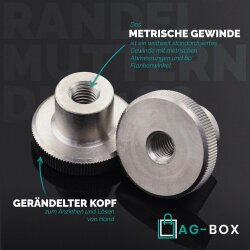 Rändelmuttern M3 hohe Form DIN 466 Edelstahl A1