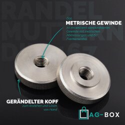 Rändelmuttern M8 niedr. Form DIN 467 Edelstahl A1