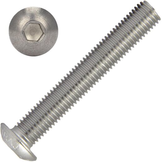 Linsenkopfschrauben M12x45 mit Innensechskant ISO 7380 Edelstahl A2