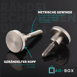 Rändelschrauben M4x6 hohe Form DIN 464 Edelstahl A1