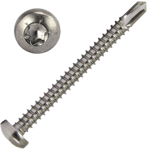 Bohrschrauben 3,5x19 mit Linsenkopf, Form M Innensechsrund TX15 DIN 7504 Edelstahl A2